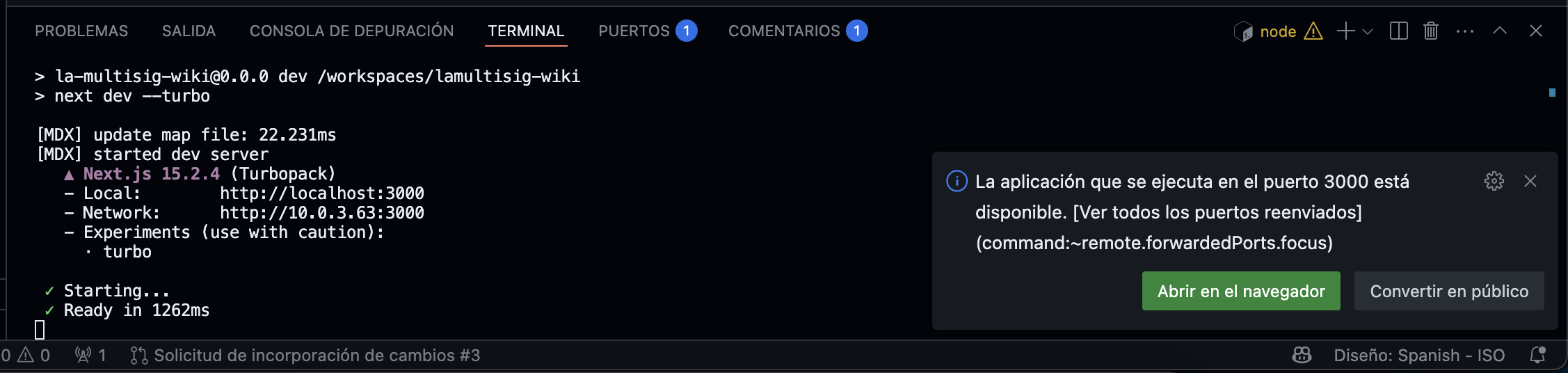 Terminal con comandos